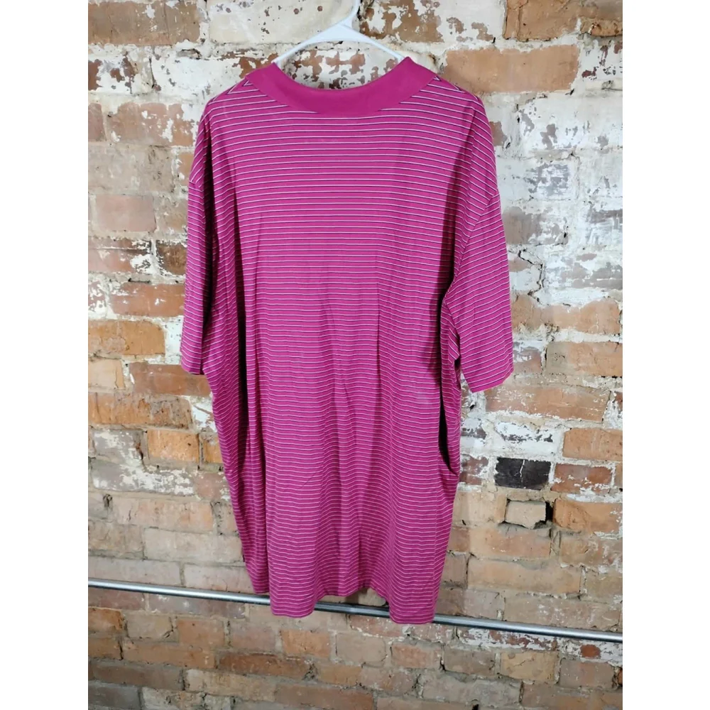 Polo Golf Ralph Lauren Short Sleeve Shirt Men 2XL‎ Pink White Striped Pro Fit